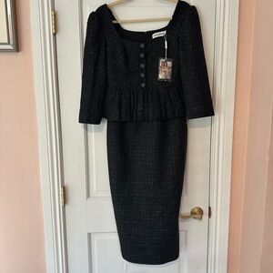 Self-Portrait Black Metallic Dress